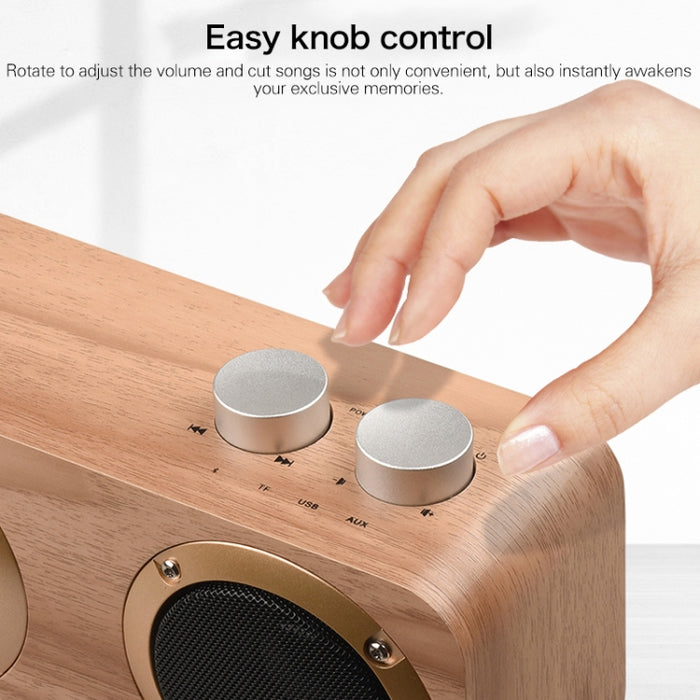 Q7 Subwoofer Altavoz Bluetooth de madera, compatible con tarjeta TF y disco U y AUX de 3,5 mm