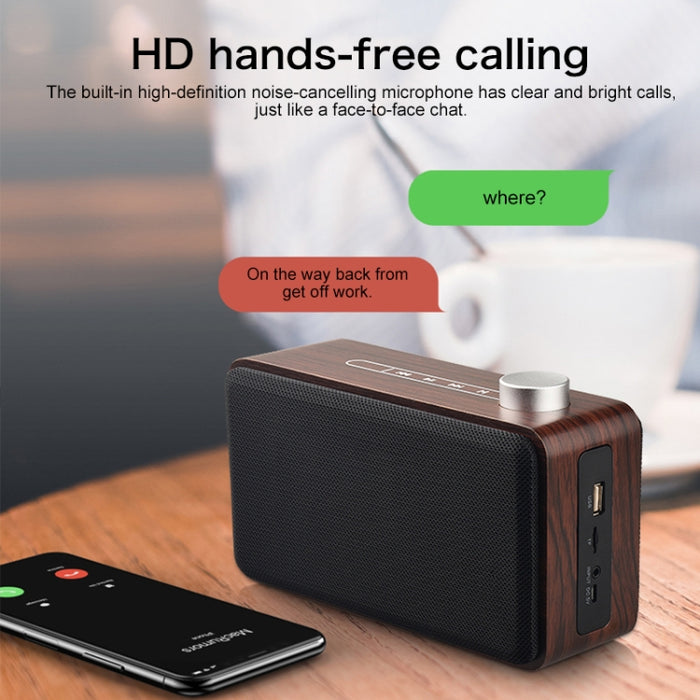 Altavoz Bluetooth táctil de madera de tela de subwoofer W5A, compatible con tarjeta TF y disco U y AUX de 3,5 mm