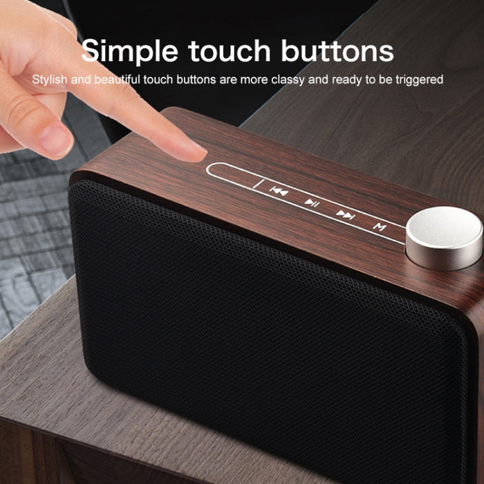 Altavoz Bluetooth táctil de madera de tela de subwoofer W5A, compatible con tarjeta TF y disco U y AUX de 3,5 mm