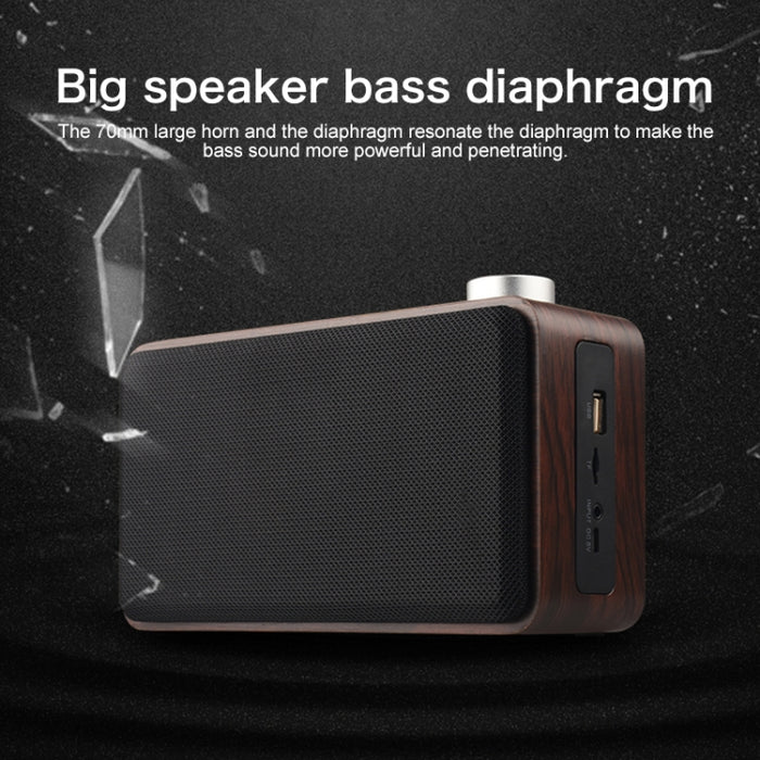 Altavoz Bluetooth táctil de madera de tela de subwoofer W5A, compatible con tarjeta TF y disco U y AUX de 3,5 mm