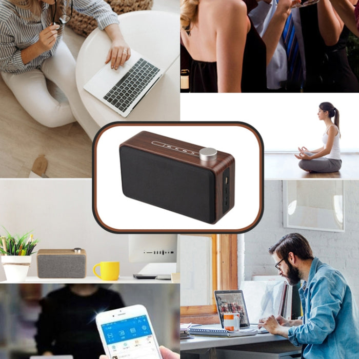 Altavoz Bluetooth táctil de madera de tela de subwoofer W5A, compatible con tarjeta TF y disco U y AUX de 3,5 mm