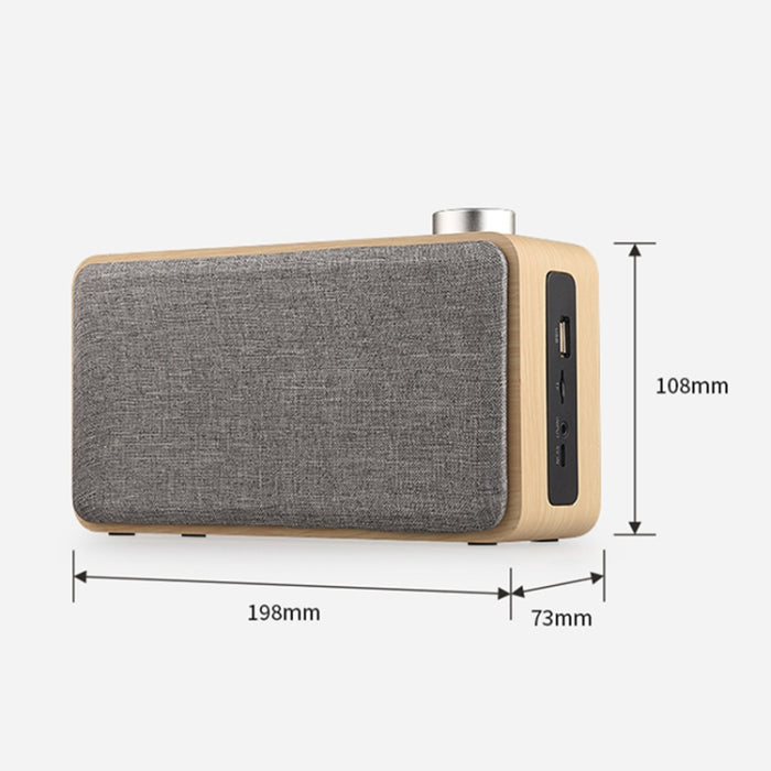 Altavoz Bluetooth táctil de madera de tela de subwoofer W5A, compatible con tarjeta TF y disco U y AUX de 3,5 mm