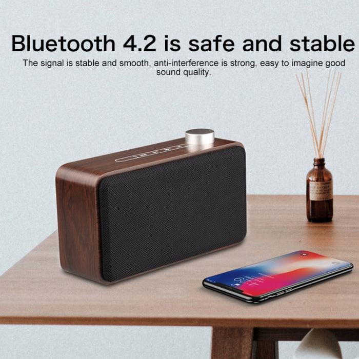 Altavoz Bluetooth táctil de madera de tela de subwoofer W5A, compatible con tarjeta TF y disco U y AUX de 3,5 mm