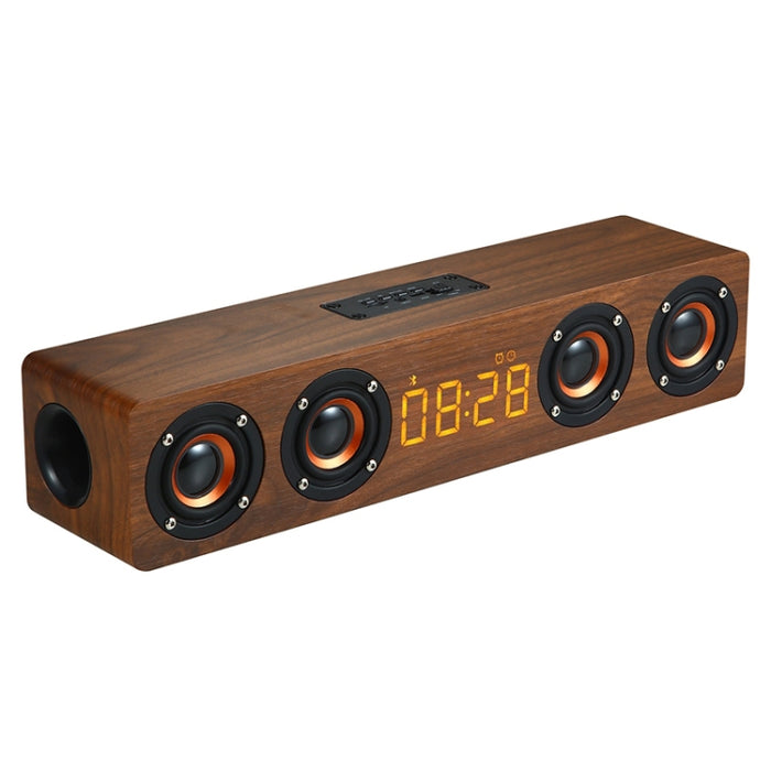 W8C Reloj de madera Subwoofer Altavoz Bluetooth, compatible con tarjeta TF y disco U y AUX de 3,5 mm