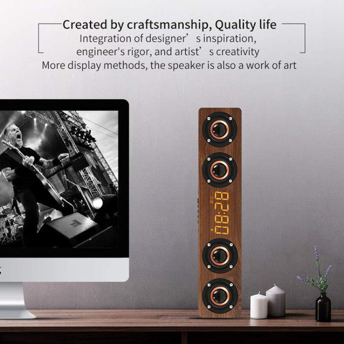 W8C Reloj de madera Subwoofer Altavoz Bluetooth, compatible con tarjeta TF y disco U y AUX de 3,5 mm