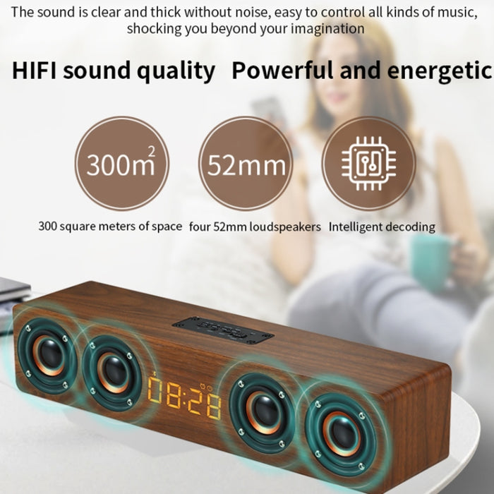 W8C Reloj de madera Subwoofer Altavoz Bluetooth, compatible con tarjeta TF y disco U y AUX de 3,5 mm