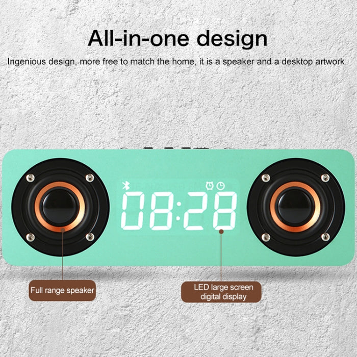 Subwoofer M5 Altavoz Bluetooth 4.2 de madera, compatible con tarjeta TF y AUX y FM de 3,5 mm
