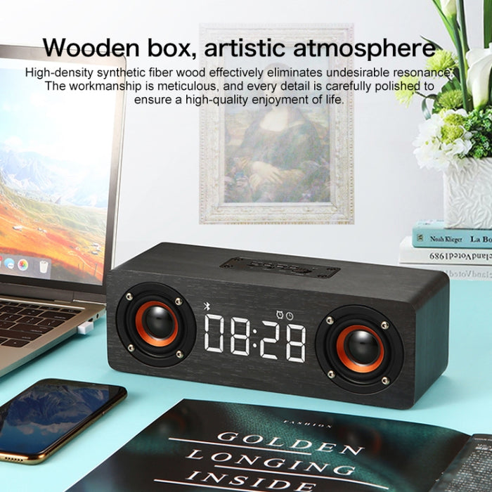 Subwoofer M5 Altavoz Bluetooth 4.2 de madera, compatible con tarjeta TF y AUX y FM de 3,5 mm