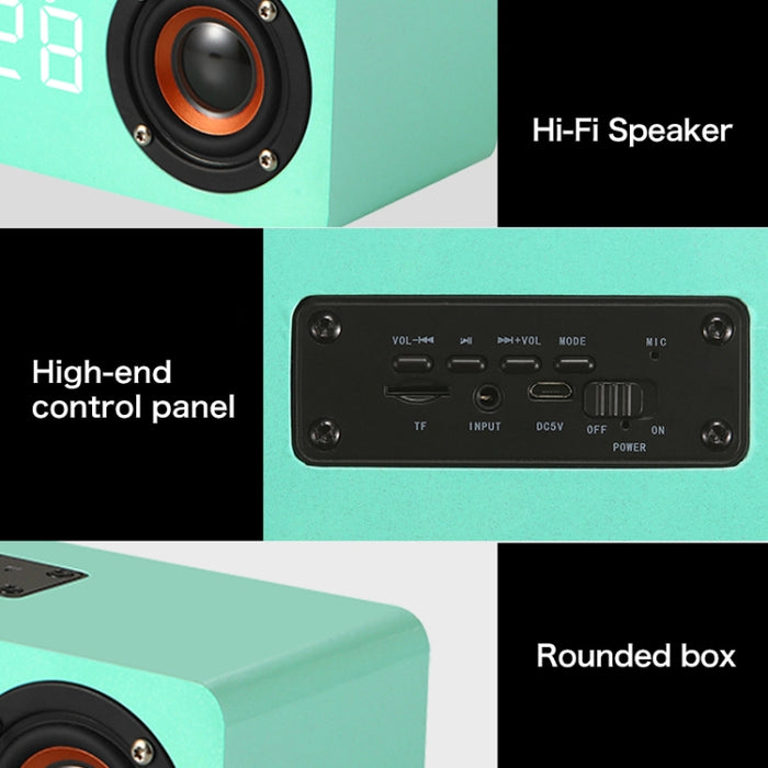 Subwoofer M5 Altavoz Bluetooth 4.2 de madera, compatible con tarjeta TF y AUX y FM de 3,5 mm