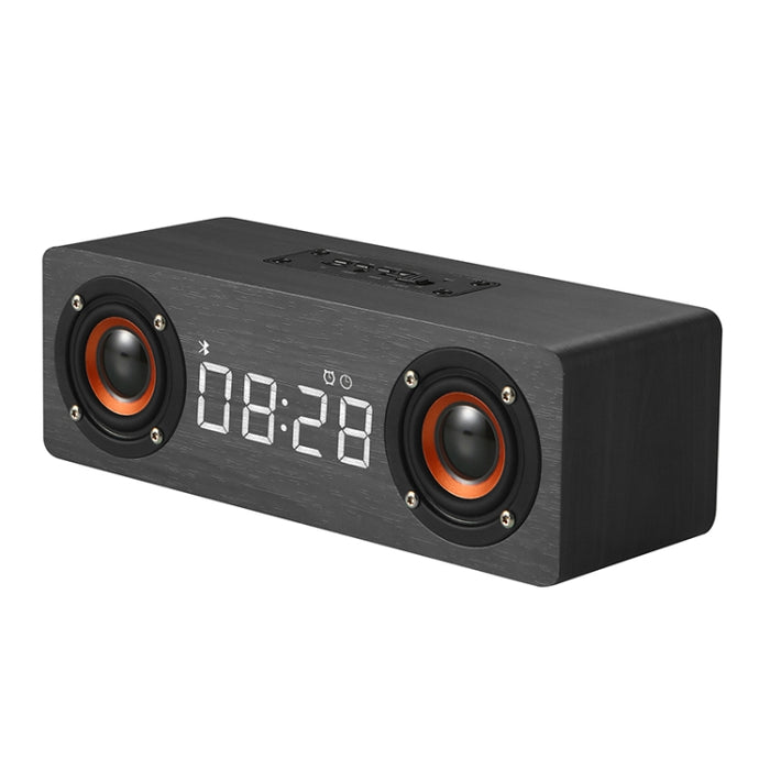 M5C Subwoofer Reloj de madera Bluetooth 4.2 Altavoz, compatible con tarjeta TF y AUX de 3,5 mm y radio FM