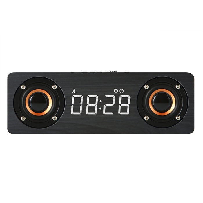 M5C Subwoofer Reloj de madera Bluetooth 4.2 Altavoz, compatible con tarjeta TF y AUX de 3,5 mm y radio FM
