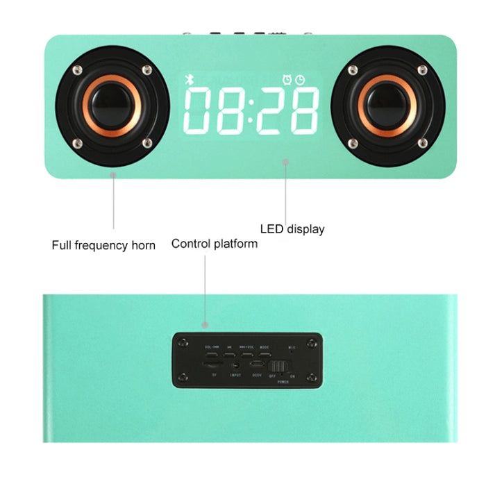M5C Subwoofer Reloj de madera Bluetooth 4.2 Altavoz, compatible con tarjeta TF y AUX de 3,5 mm y radio FM