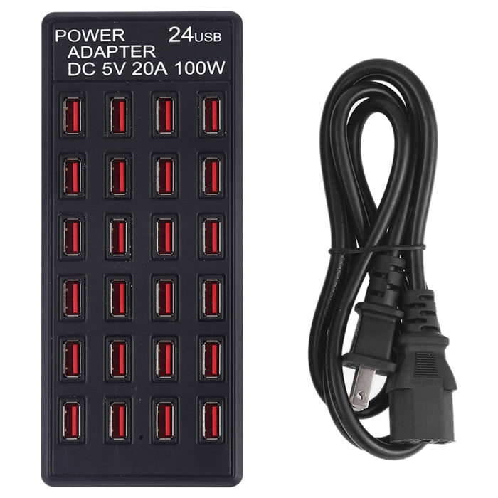 100W 24 puertos USB ayunan el cargador elegante de la estación del cargador con la CA 100-240V del indicador LED, enchufe de los E.E.U.U.