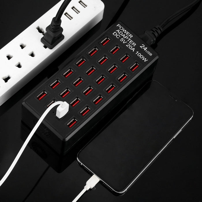 100W 24 puertos USB ayunan el cargador elegante de la estación del cargador con la CA 100-240V del indicador LED, enchufe de los E.E.U.U.
