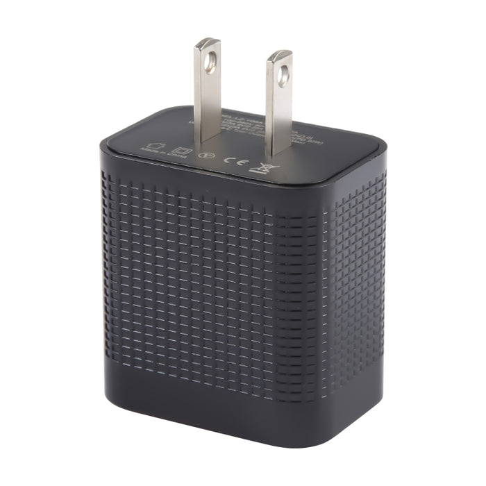 PD 20W USB-C/Type-C+QC 3.0 Puertos USB Cargador de viaje con patrón a cuadros, enchufe de EE. UU.