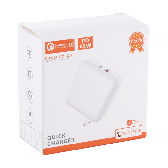 PD65W-A6 PD 65W Cargador rápido USB multifunción portátil con clavija plegable de 90 grados, enchufe de EE. UU.