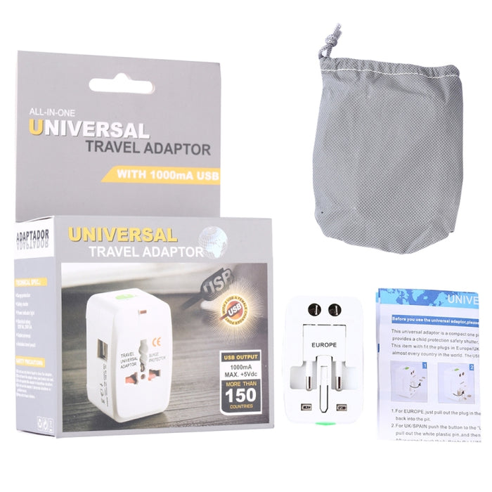 Convertidor universal de viaje multifunción de 110-250 V con interfaces USB duales, enchufe UE / Reino Unido / EE. UU. / AU