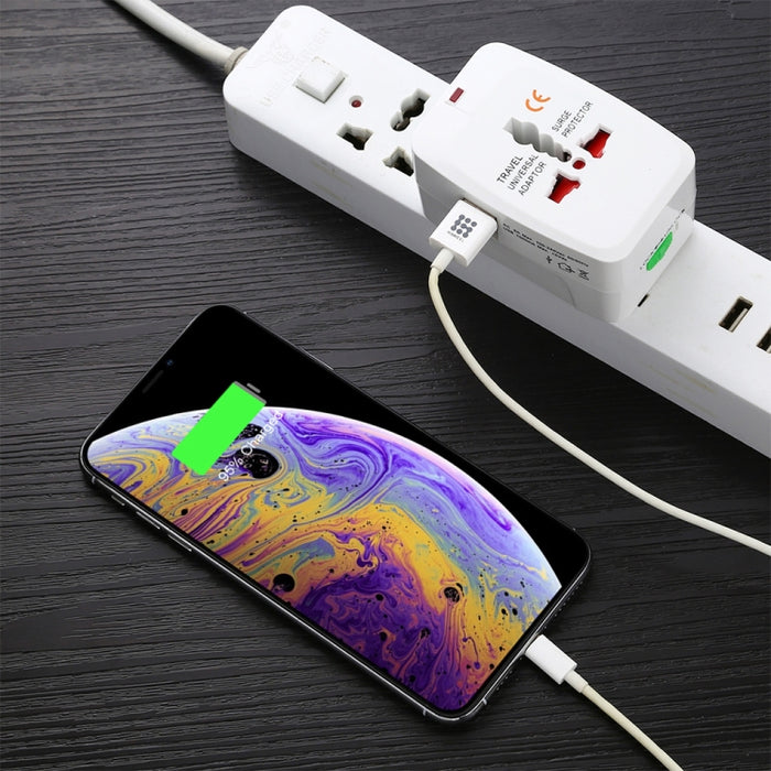 Convertidor universal de viaje multifunción de 110-250 V con interfaces USB duales, enchufe UE / Reino Unido / EE. UU. / AU