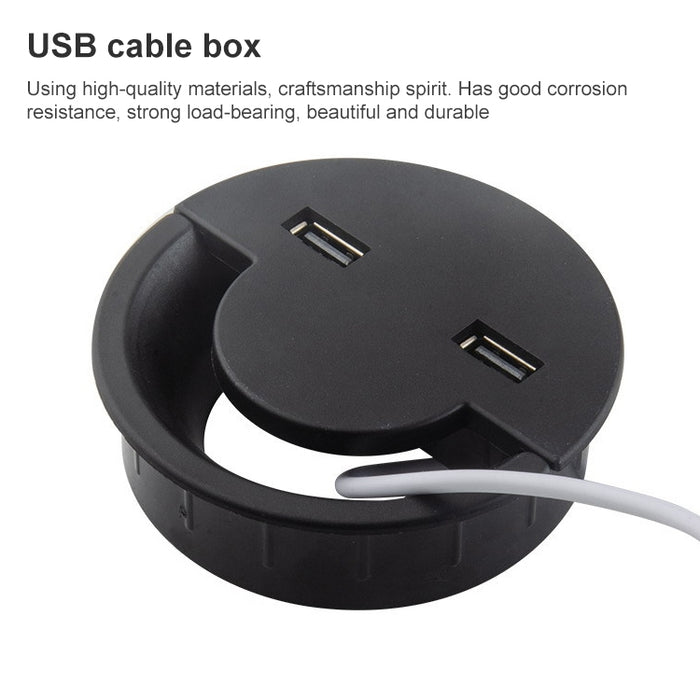 Toma de escritorio de 80 mm Cable USB Cubierta del agujero del cable Soporte redondo del devanador