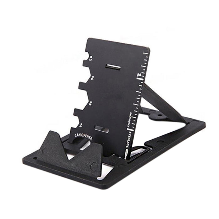 Soporte plegable multifunción para teléfono con abrebotellas y tarjetas de herramientas de acero inoxidable