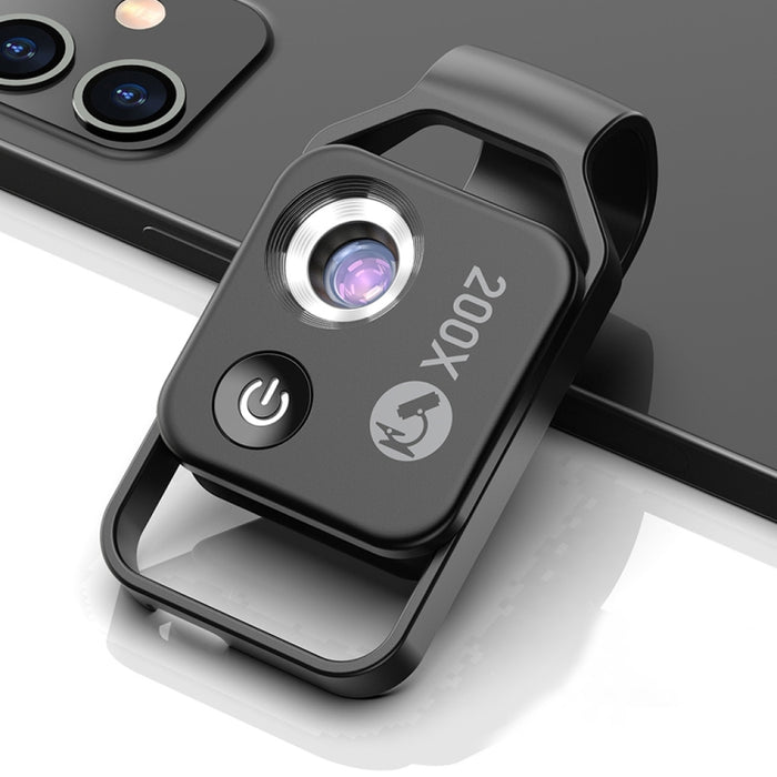 APEXEL APL-MS002BK 200X HD Microscopio portátil universal para teléfono móvil con luz LED