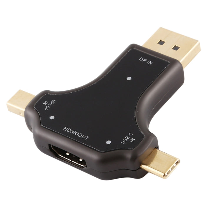 Adaptador D63A DisplayPort + Mini DP + UCB-C / Type-C macho a HDMI hembra 3 en 1