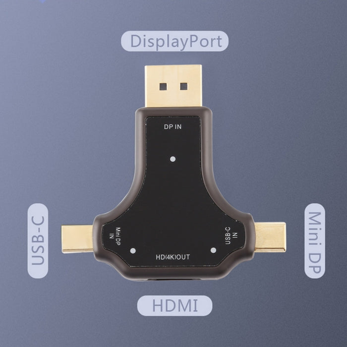 Adaptador D63A DisplayPort + Mini DP + UCB-C / Type-C macho a HDMI hembra 3 en 1