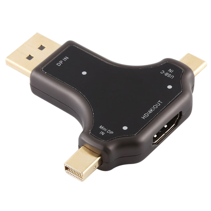 Adaptador D63A DisplayPort + Mini DP + UCB-C / Type-C macho a HDMI hembra 3 en 1