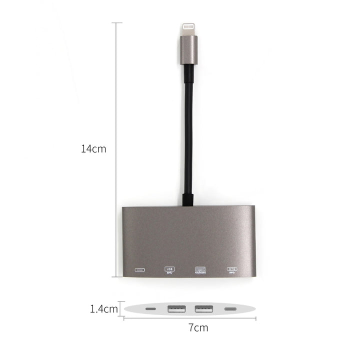 Adaptador convertidor multifunción 1040KEY de 8 pines a USB + Type-C / USB-C + OTG