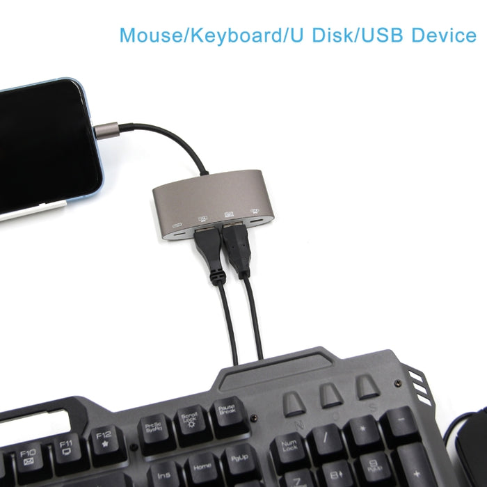Adaptador convertidor multifunción 1040KEY de 8 pines a USB + Type-C / USB-C + OTG