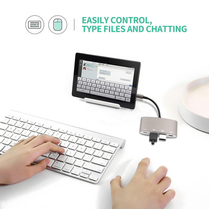 Adaptador convertidor multifunción 1040KEY de 8 pines a USB + Type-C / USB-C + OTG