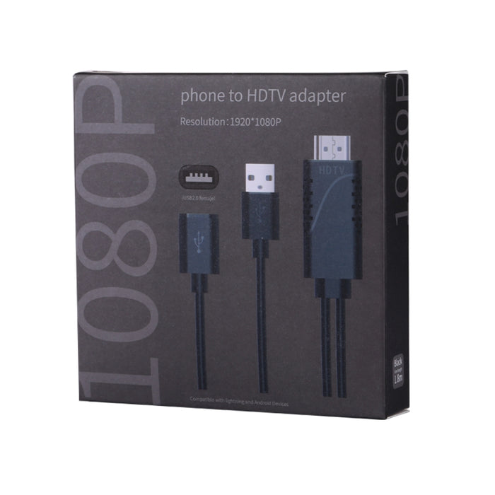 1080P USB 2.0 macho + USB 2.0 hembra a HDMI HDTV Cable adaptador AV para iPhone / iPad, teléfonos inteligentes Android