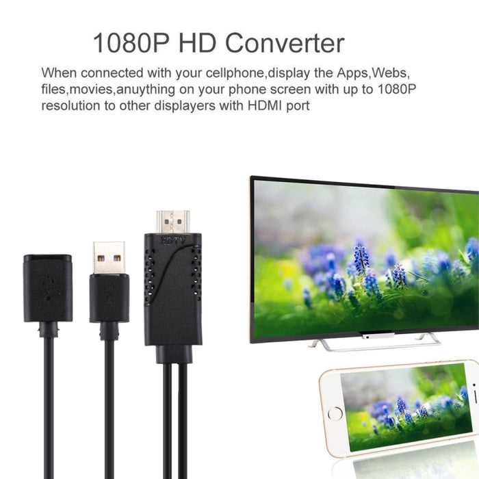 1080P USB 2.0 macho + USB 2.0 hembra a HDMI HDTV Cable adaptador AV para iPhone / iPad, teléfonos inteligentes Android