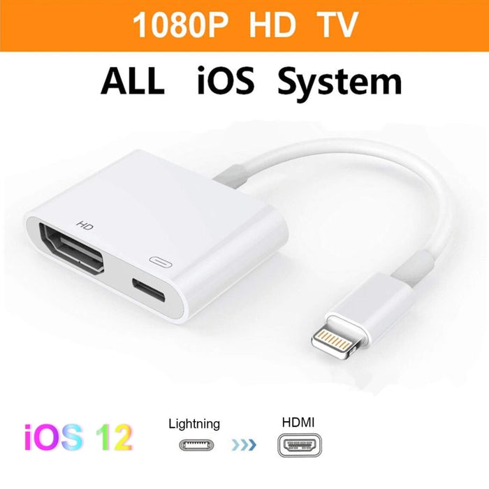 E-Gin-LTH-002 Adaptador AV digital a HDMI de 8 pines + puerto de carga USB para dispositivo de pantalla de TV VGA 1080P HD