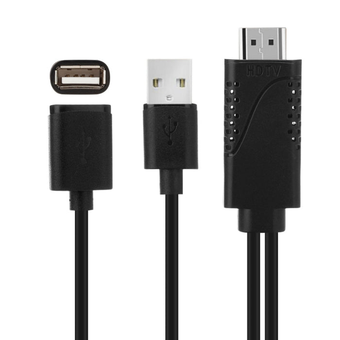 USB macho + USB 2.0 hembra a HDMI Cable adaptador de teléfono a HDTV