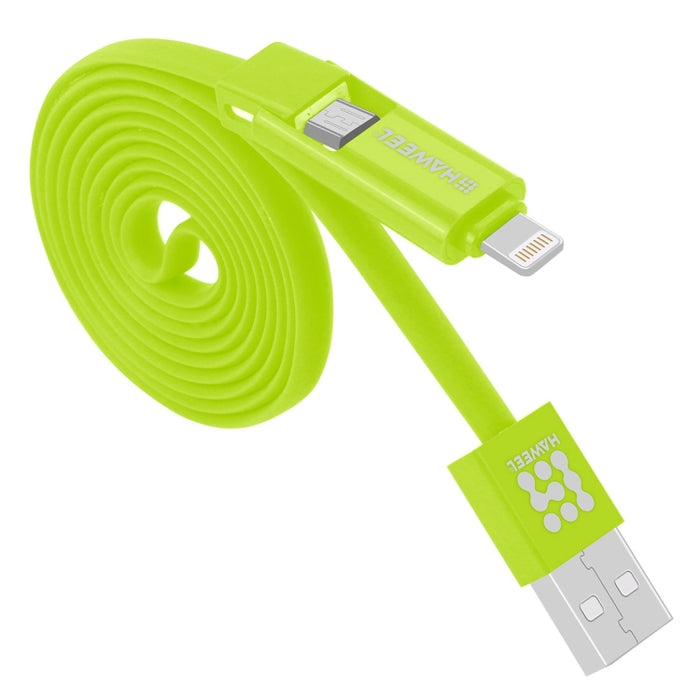 HAWEEL Cable de carga de sincronización de datos Micro USB y 8 pines a USB 2 en 1 de 1 m