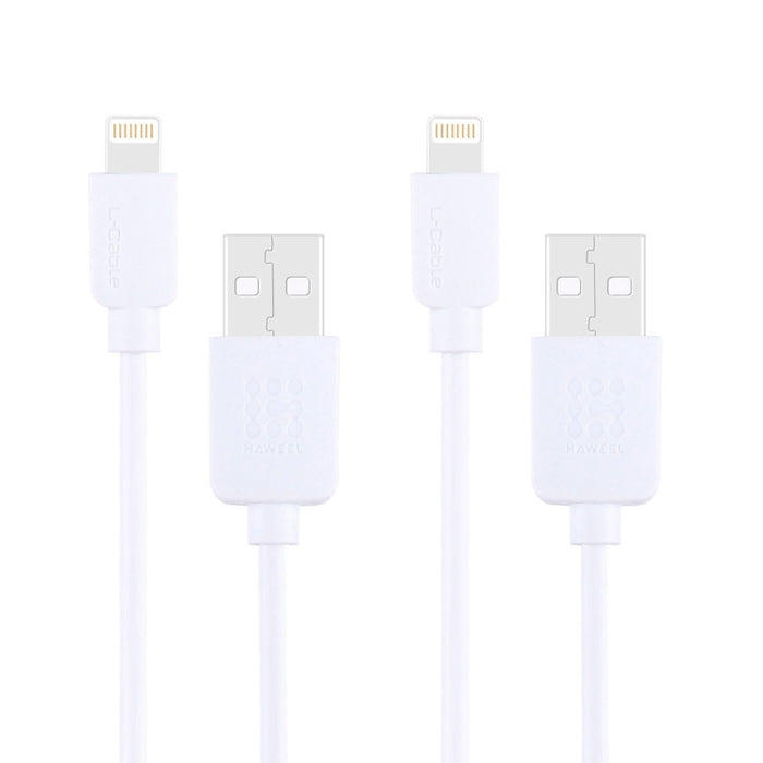 2 PCS HAWEEL 1m Alta velocidad 8 pines a USB Kit de cable de carga y sincronización para iPhone, iPad