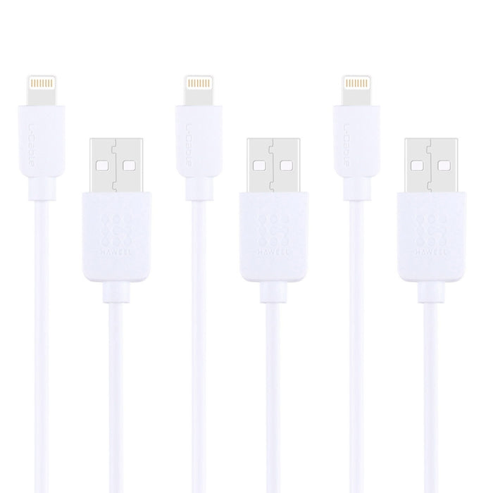 3 PCS HAWEEL 1m Alta velocidad 8 pines a USB Kit de cable de carga y sincronización para iPhone, iPad