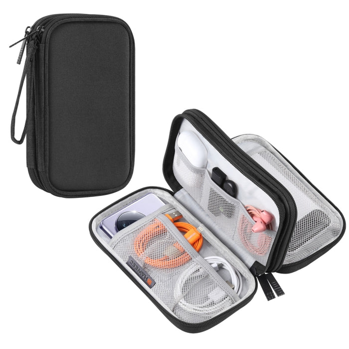 HAWEEL Organizador electrónico Bolsa de almacenamiento de doble capa para cables, cargador, banco de energía, teléfonos, auriculares