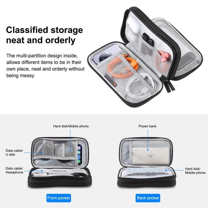HAWEEL Organizador electrónico Bolsa de almacenamiento de doble capa para cables, cargador, banco de energía, teléfonos, auriculares