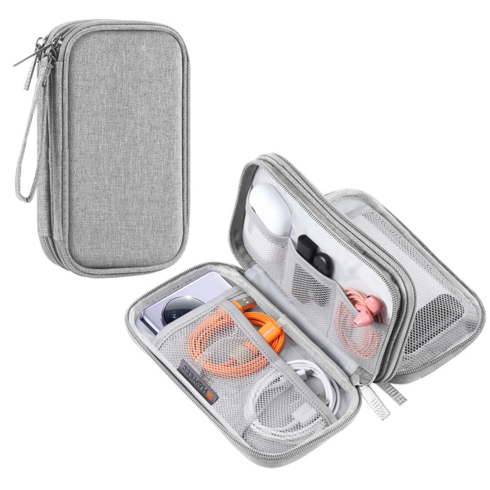 HAWEEL Organizador electrónico Bolsa de almacenamiento de doble capa para cables, cargador, banco de energía, teléfonos, auriculares