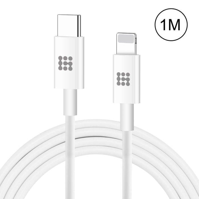 Cable de carga rápida HAWEEL 25W 3A USB-C / Type-C a 8 pines PD para iPhone, iPad, longitud del cable: 1 m