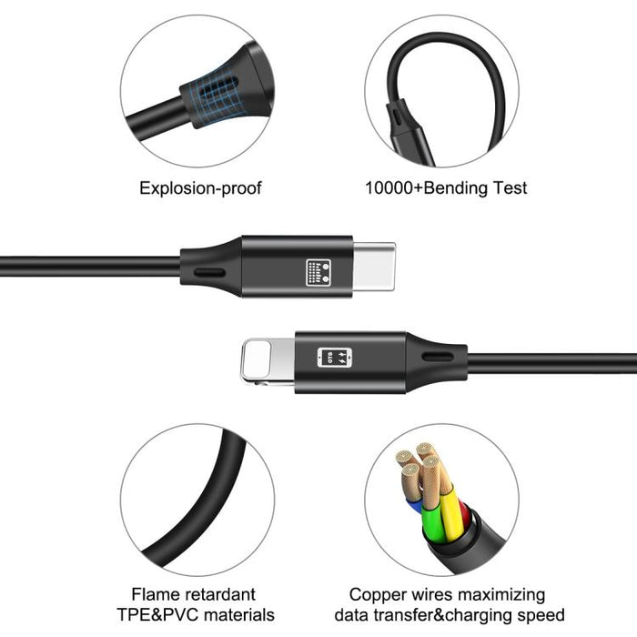 HAWEEL Cable de carga/datos de sincronización OTG de 1 m USB-C / Type-C a 8 pines