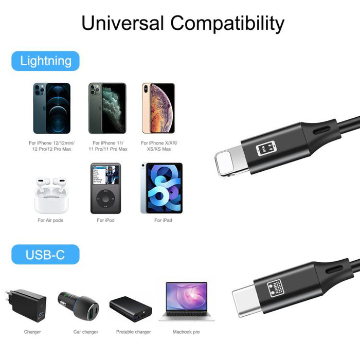 HAWEEL Cable de carga/datos de sincronización OTG de 1 m USB-C / Type-C a 8 pines
