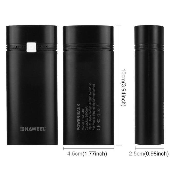 HAWEEL DIY 2x 18650 batería (no incluida) 5600mAh Power Bank Shell Box con salida USB e indicador