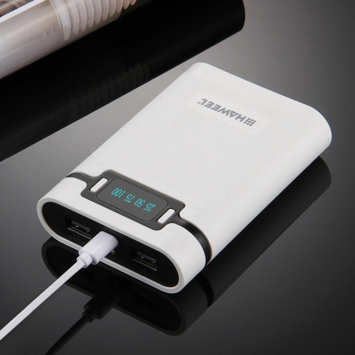 HAWEEL DIY 4 x 18650 batería (no incluida) 10000 mAh Power Bank Shell Box con 2 x salida USB y pantalla para iPhone, Galaxy, Sony, HTC, Google, Huawei, Xiaomi, Lenovo y otros teléfonos inteligentes