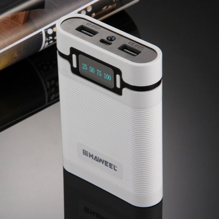 HAWEEL DIY 4 x 18650 batería (no incluida) 10000 mAh Power Bank Shell Box con 2 x salida USB y pantalla para iPhone, Galaxy, Sony, HTC, Google, Huawei, Xiaomi, Lenovo y otros teléfonos inteligentes