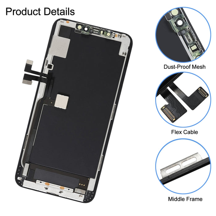 Pantalla LCD de material OLED y ensamblaje completo del digitalizador con marco para iPhone 11 Pro Max, For iPhone 11 Pro Max (GX OLED)