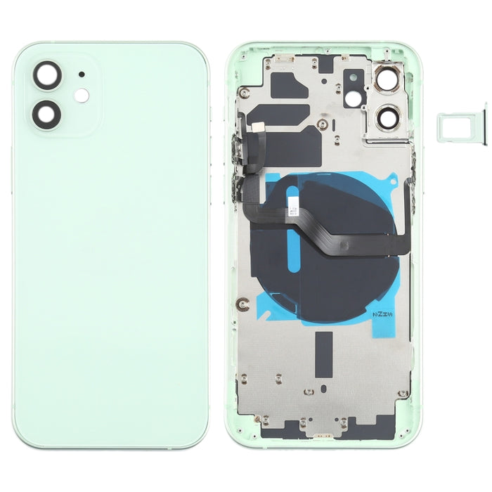 Tapa Trasera de Batería (con Teclas Laterales, Bandeja para Tarjetas, Cable Flexible de Encendido + Volumen y Módulo de Carga Inalámbrica) para iPhone 12, For iPhone 12