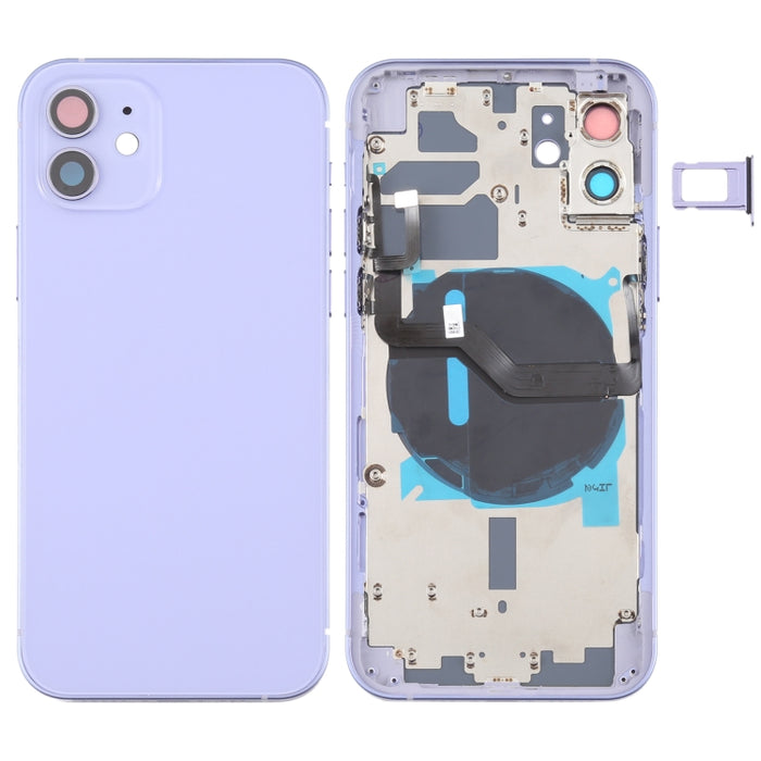 Tapa Trasera de Batería (con Teclas Laterales, Bandeja para Tarjetas, Cable Flexible de Encendido + Volumen y Módulo de Carga Inalámbrica) para iPhone 12, For iPhone 12